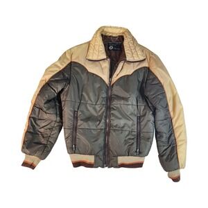 Boys JCPenney SkiWear‎ Puffer Jacket Vintage Retro Stranger Things Tan Brown XL